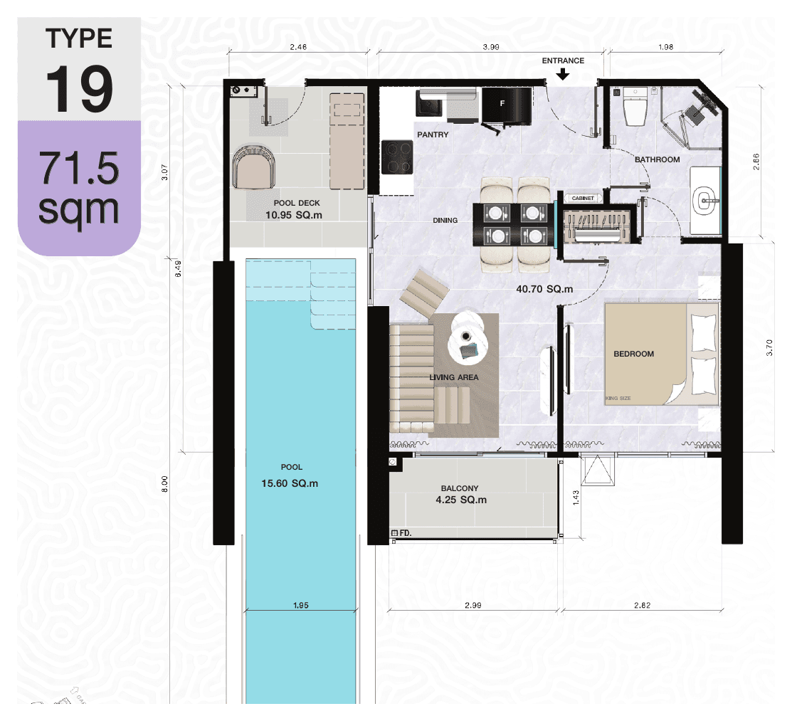 Pool suite, 71.5 m² — Copacabana Coral Reef — Floor plan
